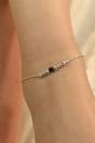 Silver 925 Silver Black Silver Round Ball Thin Dangle Payal Anklet, Image 1 of 1