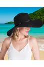 Black Porto - Wide Brim Straw Floppy Hat  Black, Image 2 of 2