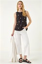 Black Daisy Embroidered Vest, Image 3 of 5