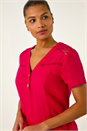 Red Linen Blend Button Shift Dress, Image 4 of 5
