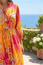 Orange Petite Tropical Print Buttoned Dress, Image 4 of 4