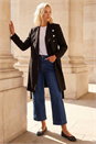 Black Petite Wrap Coat, Image 2 of 4