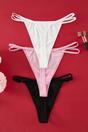 Multi 3 Pack Ribbed Knitted Thong Briefs with Side Strap Detail, Image 2 of 3