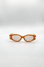 Orange Oval Metal Detail Sunglasses, Image 2 of 5