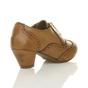 Tan AJVANI Tan Mid Heel Brogue Ankle Boots Shoe Boots, Image 4 of 6