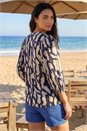 Navy  Mono Abstract Print Top, Image 2 of 4