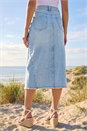 Denim Light Wash Midi Skirt, Image 3 of 4