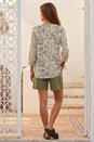 Ivory  Abstract Print Embellished Button Up Blouse, Image 4 of 4