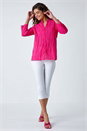 Cerise Embroidered Crinkle Cotton V-Neck Blouse, Image 2 of 5