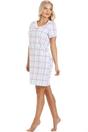 White Camille Lingerie White Checkered Print Cotton Nightshirt, Image 4 of 5