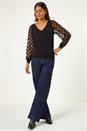 Black Polka Dot V-Neck Sleeve Knit Jumper, Image 2 of 5