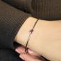 Pink Minimalist Sterling Silver Ruby July Birthstone Bangle Bracelet, Image 3 of 5