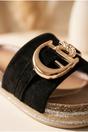 Black Mia Womens Embellished Cork Platform Sliders, Image 3 of 4