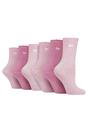 Pink 6 Pack Bamboo Boot Cute Scalloped Top Socks, Image 1 of 3
