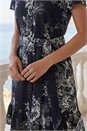 Black Petite Floral Print Frill Shirt Dress, Image 4 of 4