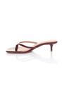 Burgundy AJVANI Burgundy Low Kitten Heel Toe Post Slip On Square Toe Sandals, Image 3 of 5