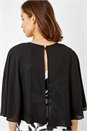 Ivory  Floral Cape Detail Stretch Shift Dress, Image 5 of 5