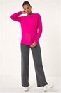 Cerise Plain Soft Crew Neck Jumper, Image 1 of 5