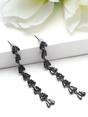 Black Linear Fringe Drop Earrings, Image 3 of 3