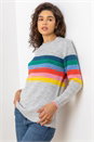 Grey Rainbow Stripe Print Jumper , Image 1 of 5