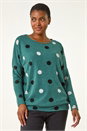 Green Spot Print Snit Top, Image 1 of 5