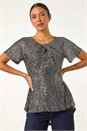 Silver Sequin Detail Twist Front Top, Image 1 of 5