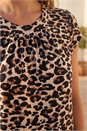 Natural  Pleated Animal Print Shell Top, Image 4 of 4
