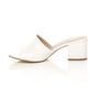 White AJVANI White Mid Block Heel Peep Toe Mules Sandals, Image 3 of 6