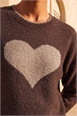Chocolate Contrast Stitch Heart Jumper, Image 4 of 4