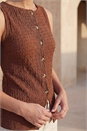 Chocolate Buttoned Stretch Blouse , Image 4 of 4