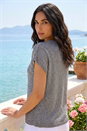 Dark Grey Sequin Stripe Knitted Top , Image 3 of 4