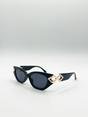 Black Cat-Eye Sunglasses with Side Detail, Image 3 of 5