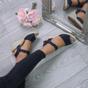 Navy Blue Mid Wedge Heel Ankle Strap Espadrille Sandals, Image 5 of 6