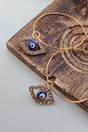 Gold Large Evil Eye Zircon Dangle Hoop Earrings, Image 3 of 7
