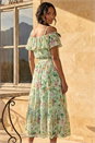Mint Floral Bardot Midi Dress, Image 3 of 4