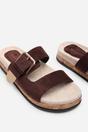 Dark Brown Avenue Buckle Footbed Suede Sandal, Image 5 of 6