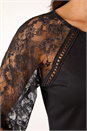 Black Lace Sleeve Stretch Tunic Top, Image 5 of 5