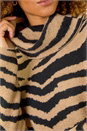 Tan Zebra Print Jacquard Knit Dress, Image 5 of 7
