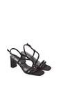 Black Strappy Slingback Mid Block Heel Sandals With Square Toe, Image 5 of 6