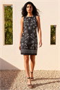 Black Floral Motif Shift Dress, Image 2 of 4