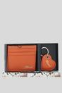Orange Real Leather Card Holder & Key Ring Gift Set, Image 1 of 5