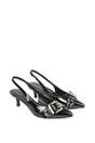 Black XY LONDON Black 'Lexi' Pointed Toe Kitten Heels With Buckle, Image 4 of 6
