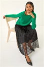 Black Geometric Mesh Overlay Skirt, Image 2 of 7