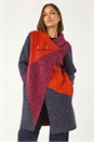 Red Colour Block Button Collar Knit Cardigan, Image 4 of 5