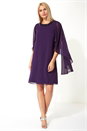 Purple Embellished Trim Chiffon Dress, Image 2 of 5