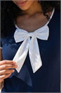 Navy  Bow Front Stretch Top, Image 4 of 4
