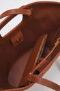 Brown Stitch Detail Structured Tote Bag with Cut Out Handle, Image 2 of 3