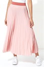 Light Pink Contrast Band Pleated Maxi Skirt, Image 1 of 5