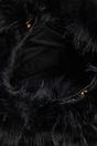 Black Women's Faux Fur Gathered Shoulder Bag with Braided Handle, Image 2 of 3