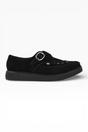 Black TUK Footwear Black Pointed Creeper Suede Monk Buckle Shoes, Image 1 of 8
